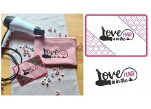 Stickdatei ITH - LOVE is in the HAIR - Tasche & MugRug & Anhänger